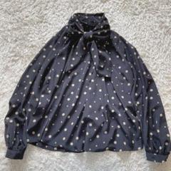 美品　マギー　2wayボウタイブラウス　ドット　ブラック　シアー　長袖　38 星