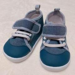 キッズ ベビー 靴 マジック シューズ デニム色 14cm
