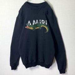 美品 AMIRI スウェットトレーナー USA製 ブラック アリゲーター刺繍