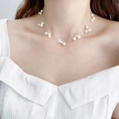 n312c【淡水真珠✧】華パールネックレス　結婚式　パーティー　成人式　二次会