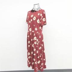 タルボット ロングワンピース 赤 半袖 花柄 レトロ モダン コットン100%