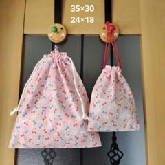 巾着☆巾着セット☆整理袋☆巾着35×30☆巾着24×18☆着替え袋☆リボン柄