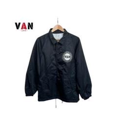 VAN JACKET ナイロンジャケット ロゴ VAN JAC ナイロンジャケット アーチロゴ ライン袖 黒 Lサイズ
