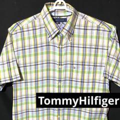 TommyHilfiger M L 総柄 マドラス チェック 半袖 シャツ