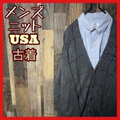 カーディガン メンズ グレー L セーター ニット USA古着 90s 長袖