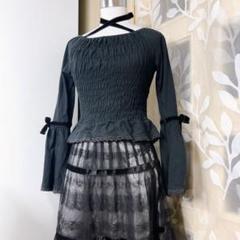 Victorian Maiden 姫袖シャーリングカットソー　黒 Victorian Maiden 姫袖シャーリングカットソー黒