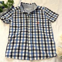 【24時間発送】U.S. POLO ASSN. 半袖シャツ 110 青　チェック