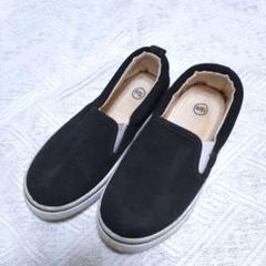 キッズ　18cm ブラック　スリッポン スニーカー　キッズシューズ　黒