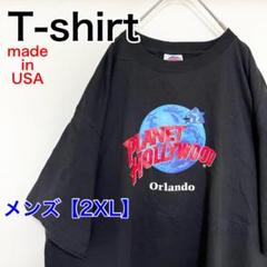 YAZ58【アメリカ製】PLANET HOLLYWOOD　Tシャツ【2XL】黒色