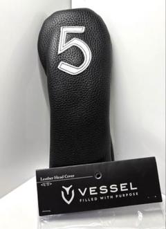 【とみ 】VESSEL ベゼル ヘッドカバー 黒  本革 ５枚セット VESSEL Genuine Leather Head Cover ベゼル 天然皮革 ブレード用