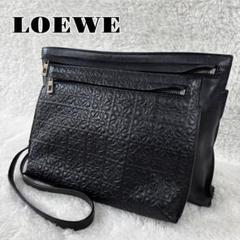 LOEWE（ロエベ）ラージダブルポーチ ショルダーバッグ　リピートアナグラム　黒 LOEWE（ロエベ）ラージダブルポーチ ショルダーバッグ リピート