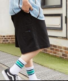「retock's」ロゴ刺繍ペインターワイドハーフパンツ