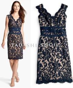 美品⭐️tadashi shoji タダシショージ ワンピース　ゴールド　レース タダシショージ TADASHI SHOJI レーストップイリュージョン