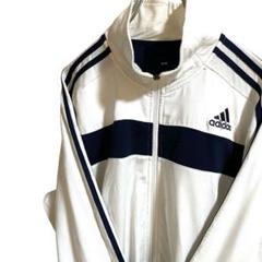 アディダス adidas ワンポイント ホワイト　ジップアップパーカー ジャージ