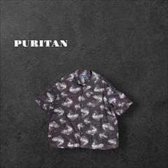 PURITAN アロハシャツ ハワイアン レーヨン 総柄 オープンカラー 古着