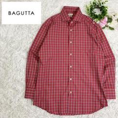 【美品】Bagutta バグッタチェック柄長袖シャツ　イタリア製　Mサイズ