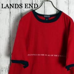 LANDS END ランズエンド 前後ろロゴプリント リンガーネック　Tシャツ