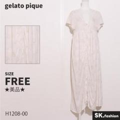 ★美品★gelato pique ワンピース　ミディ丈　アニマル柄　前開き　綿混