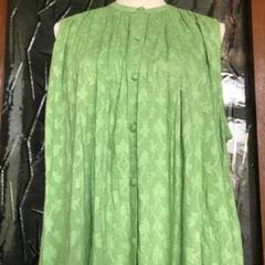 【新品送込】チャイハネ　綿100 自然素材　淡いうつろいワンピース　グリーン系