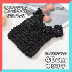 ＼夏レジャーに！／伸びるエコバッグ＊ブラック＊軽量＆スマホサイズ収納OK