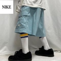 00s NIKE 2XL ナイロン カーゴ バギーパンツ ショーツ 刺繍 極太