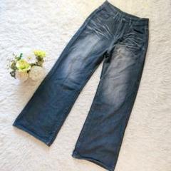 美品 ノーブランド (M) ハイウエスト ブーツカット デニム ジーンズ 濃紺