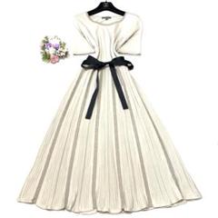 ★未使用級　ローラアシュレイ　ニットロングワンピース　プリーツ❤︎ラメ　M L