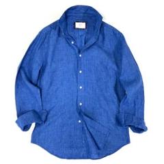 美品✨フォーワンセブンエディフィス リネン100%シャツ 鮮やかブルー M 美品✨フォーワンセブンエディフィス リネン100%シャツ 鮮やか