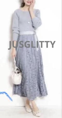タグ付新品】定価2万5千JUSGLITTY.シフォンドットフレアスカート M