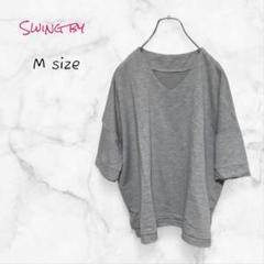 Swing by カットソー 半袖 Vネック Tシャツ (M) グレー ゆったり