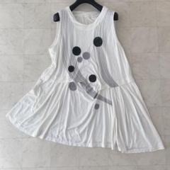 美品⁂センソユニコ⁂ジウ　ロングチュニック　ジャガード　ドット　アシメ　変形ヘム センソユニコ ロングチュニック ドット サークル刺繍 Aライン