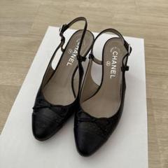 専用CHANEL 黒 レザー リボン付きミュール ヒール約7cm CHANEL ブラックレザー ミュール 36½ - メルカリ