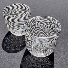 Xodas グラス　ぐい呑ペア　B/W wigwag ボロシリケイトガラス