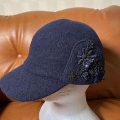 アナスタシア★新品★Anastasia　帽子キャスケット 美品】Anastasia アナスタシア 帽子 ハット ベレー 黒
