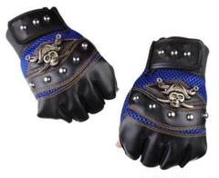 フィンガーレス グローブ 青 指切 指無 パイレーツ メッシュ 海賊 バイク
