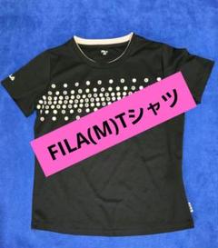 FILA ドット柄 半袖Tシャツ 黒&ピンク M (身幅46cm 着丈56cm)