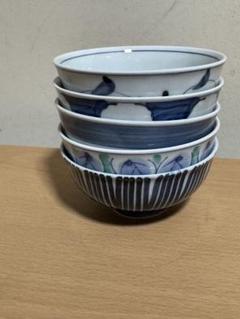 お値下げしました。2個組　古伊万里　色絵　窓抜　芒文　飯茶碗 古伊万里 金彩色絵蓋付きご飯茶碗 2客セット 江戸期蓋物ご飯茶碗