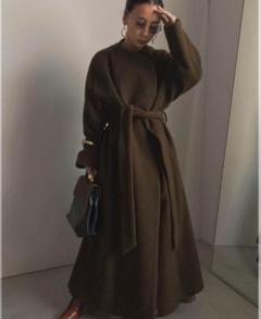 【極美品】AMERI アメリ　FUR LINE GLEN ボアロングコート 良品 AMERI vintage デザインボアコート グレンチェックロング