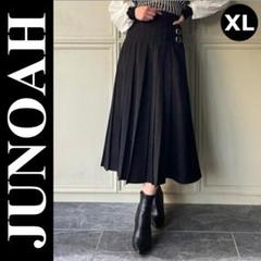 新品 タグ付き　JUNOAH　ベルト付き プリーツ チェック スカート　黒 XL