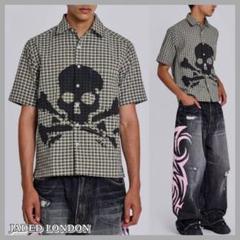 jaded london スカルプリント 半袖シャツ チェック ドクロ グランジ