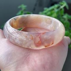 天然　桜メノウバングル　59mm 希少石・1点もの】天然無処理桜アゲート（桜瑪瑙、メノウ