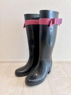 ★kate spade★ケイトスペード リボン ブラック レインブーツ 長靴 黒 ⭐︎値下げ⭐︎ケイトスペード 長靴 黒 リボンつき サイズ5