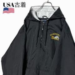 【感謝価格】 00s USA古着アノラックパーカー 黒 XL ナイロンジャケット ジャケット・アウター