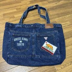 レア　限定　ワッペン付き　GUESS JEANS デニムトートバッグのサムネイル