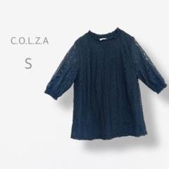 【C.O.L.Z.A】　美品　総レース刺繍　ブラウス　ぽわん袖　フリルカラー