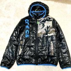 【 レア 】クロックス 中綿 ジャケット アウター 150 ロゴ 黒　迷彩　上着