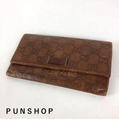 GUCCI グッチ GGキャンバス 二つ折り長財布 ブラウン レディース