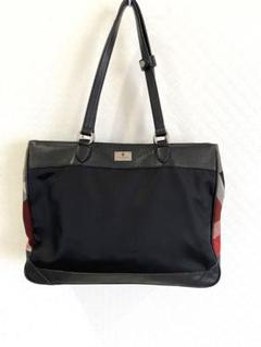 【極美品】ブラックレーベルクレストブリッジ チェック ナイロン トートバッグ 黒 一部店舗限定】ナイロンオックスクレストブリッジチェックトート