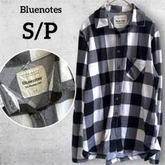 Bluenotes シャツ S/P ブラック ホワイト チェック柄 カジュアル