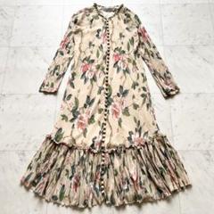 Zimmerman フローラルシャーリングロングドレス くるみボタン シルク混